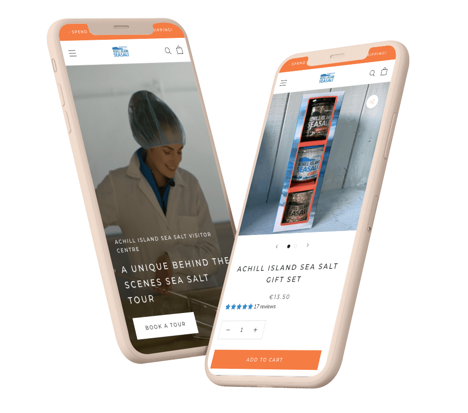Achill Island Sea Salt responsive website on Shopify created by Milk Bottle Labs