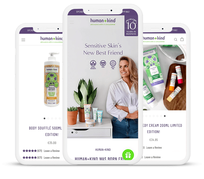 3 mobile with Human and Kind Shopify website