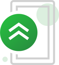 Mobile first design by Milk Bottle Labs, Dublin Digital Agency. Image is icon of mobile smartphone with a green circle and chevron arrow pointing up.