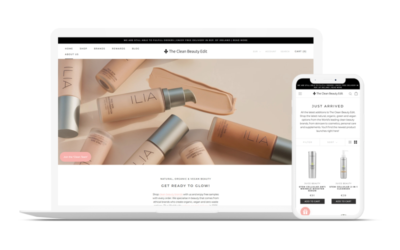 The Clean Beauty Edit Shopify website by Milk Bottle Labs