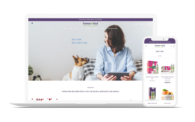 Human and Kind Shopify website by Milk Bottle Labs
