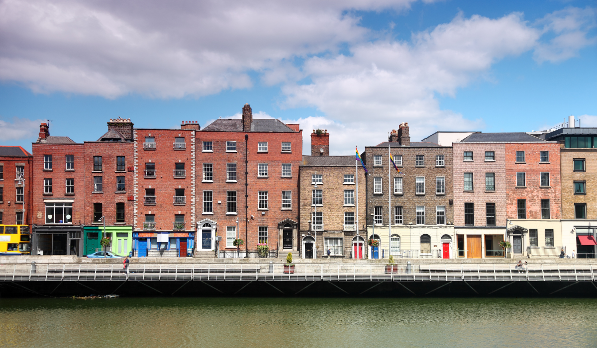 Georgian buildings along the River Liffey in Dublin City Centre