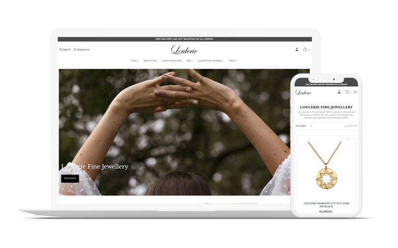Loulerie Jewellery Shopify website by Milk Bottle Labs