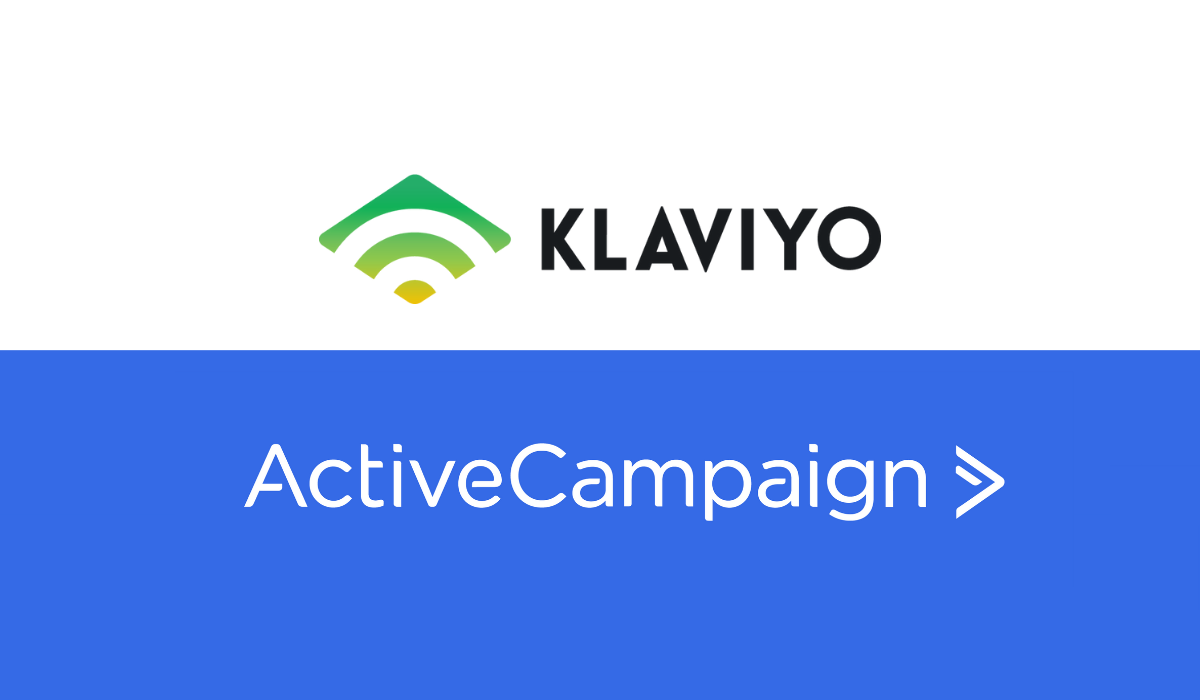 Klaviyo logo and Active Campaign logo