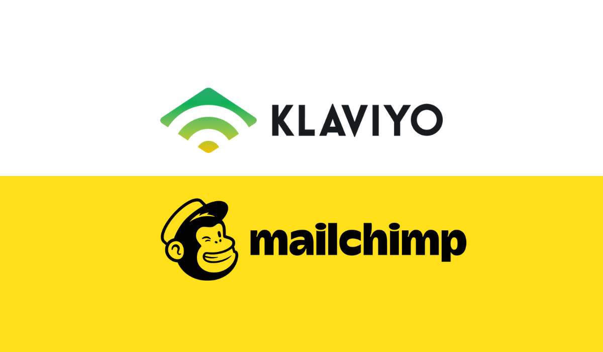 Klaviyo logo and mailchimp logo