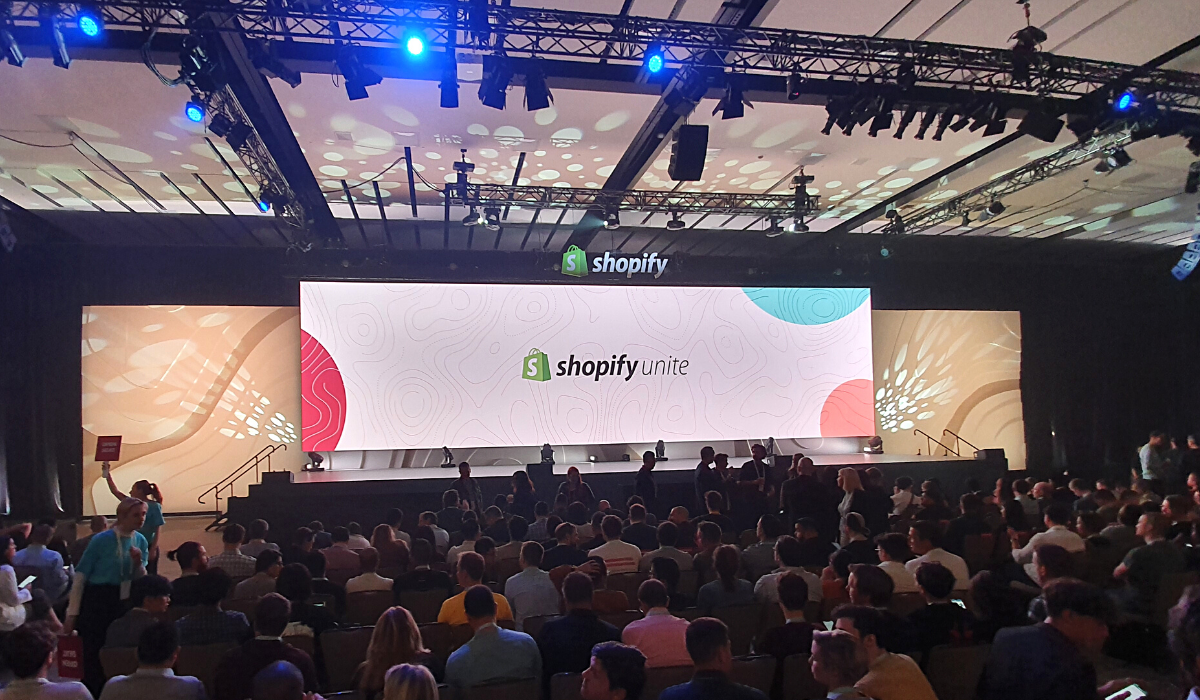 Photo of stage at Shopify Unite 2019