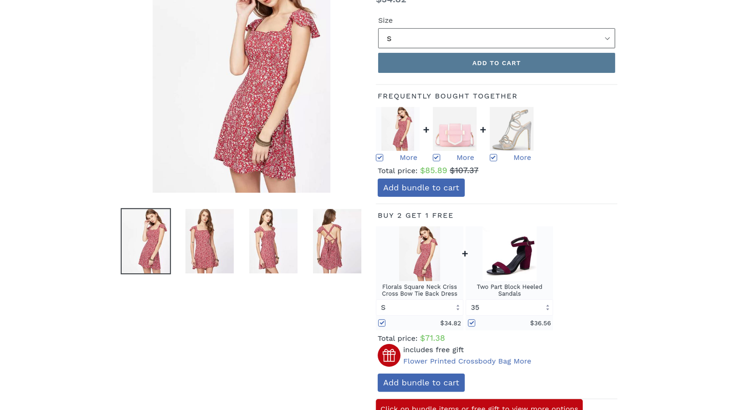 Selly Promotion & Pricing interface showing product of dress and special discounts