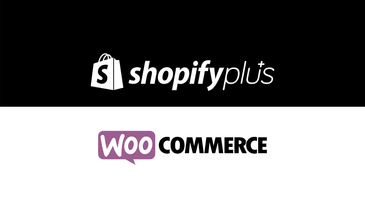 Shopify Plus logo and Woo Commerce logo