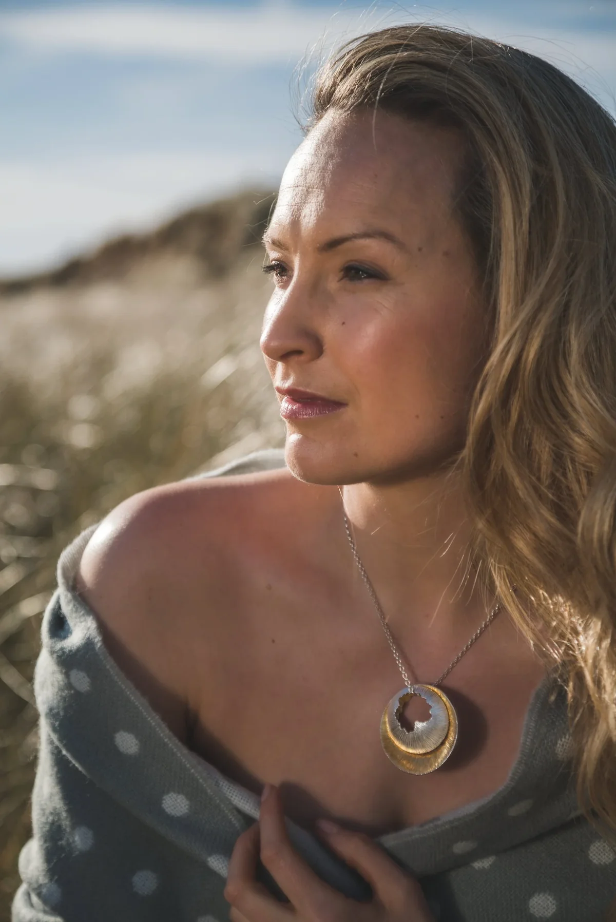 Martina Hamilton jewellery, Golden Shore double pendant