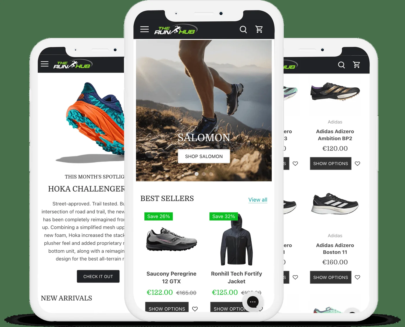 The Run Hub Shopify storefront shown on mobile